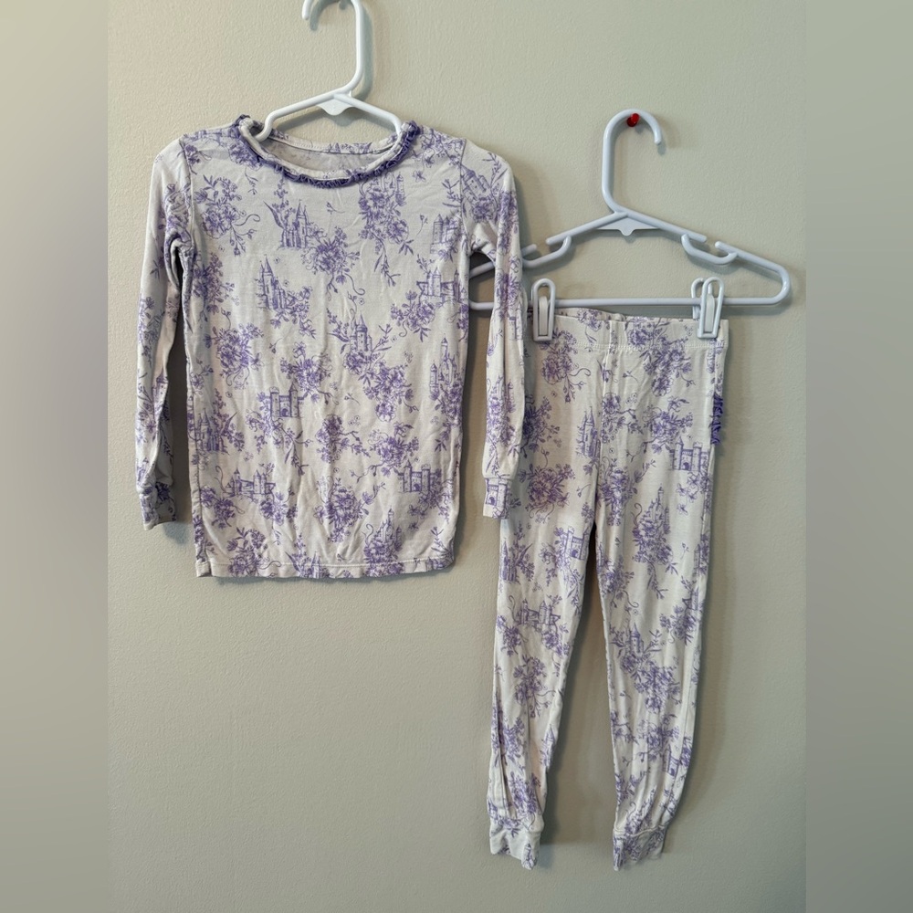 Ruffle Butts Purple Floral Castle Kids Pajamas